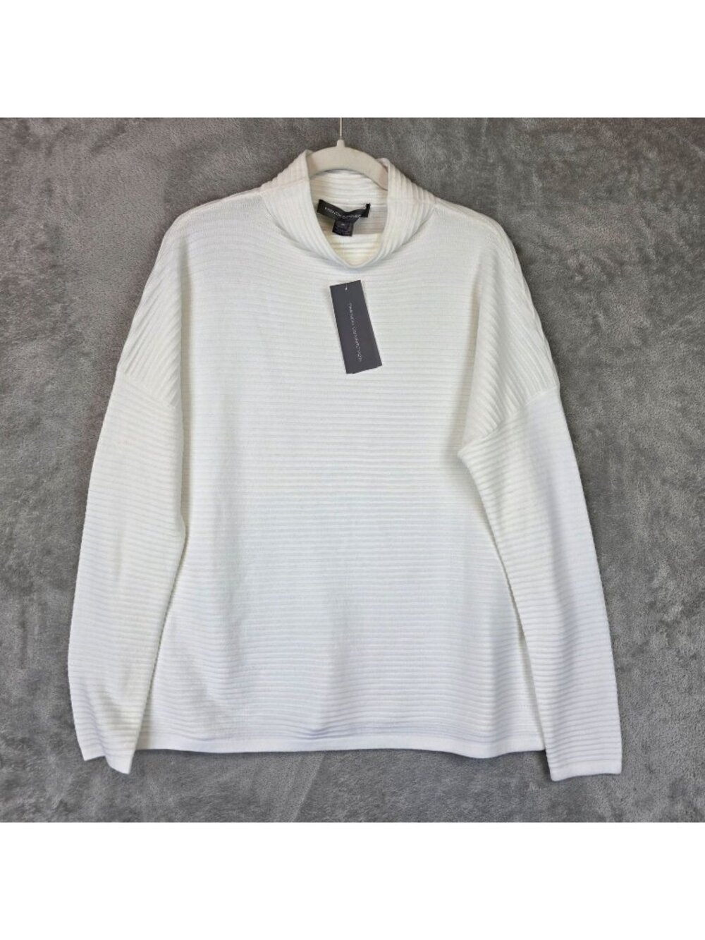 French Connection Sweater Womens M Winter White Lena High Neck Knit Pullover Top